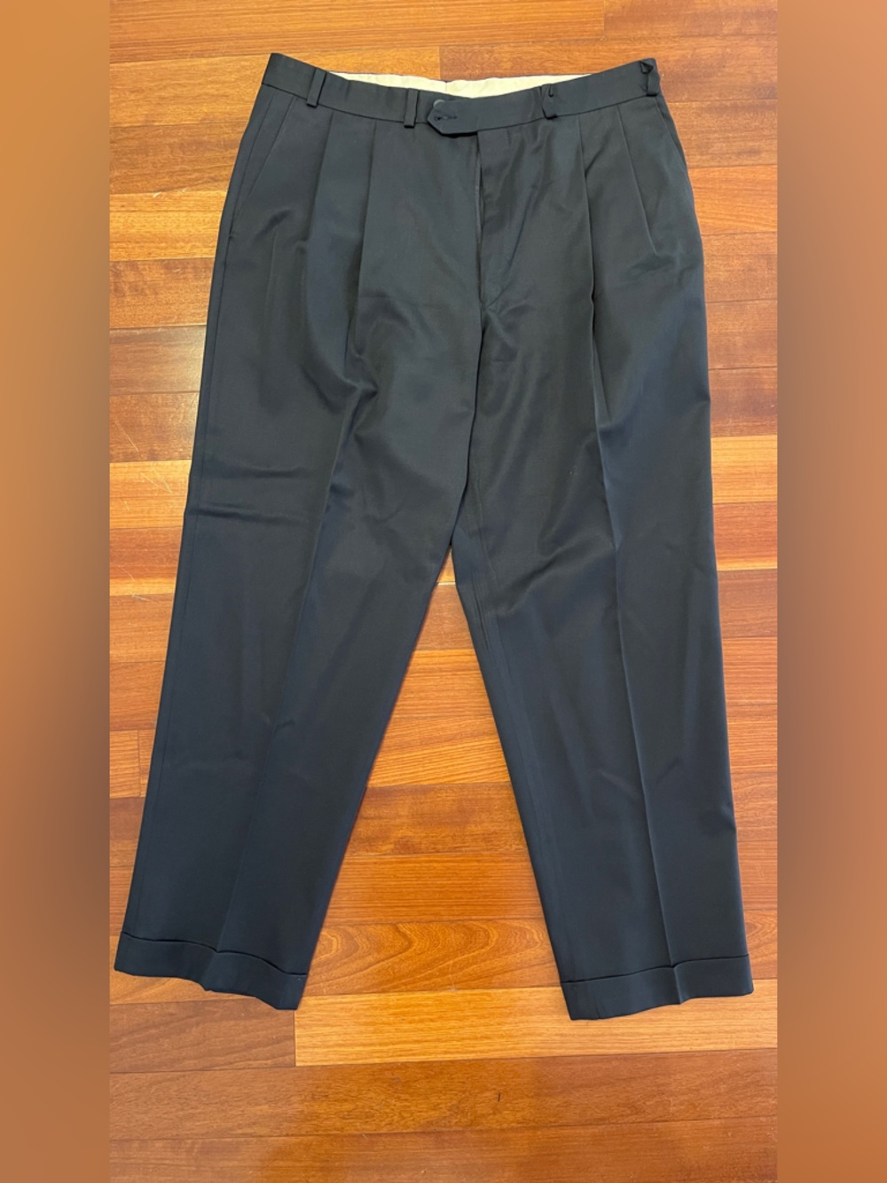 Ralph Lauren Navy Button-Front Suit Pants